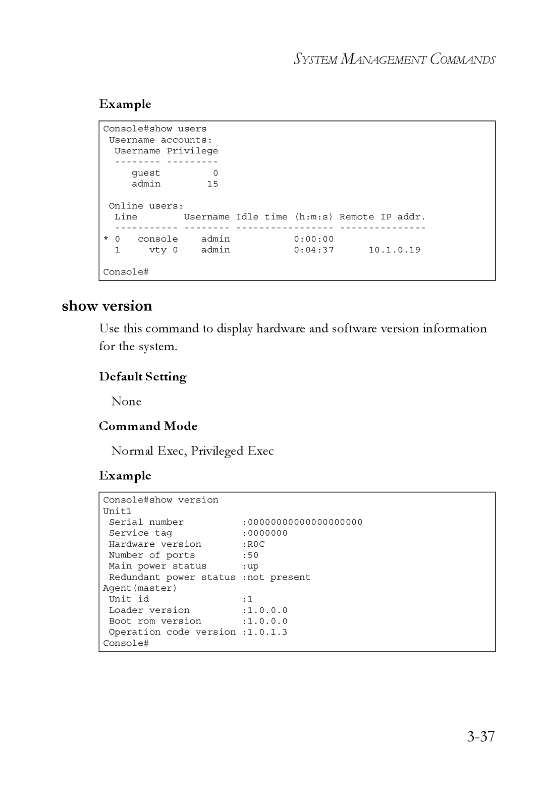 SMC Networks SMC6750L2 manual Show version 