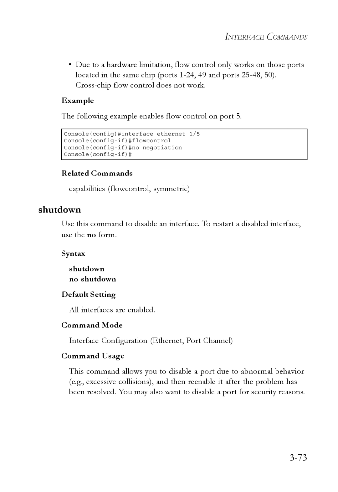 SMC Networks SMC6750L2 manual Syntax Shutdown no shutdown Default Setting 