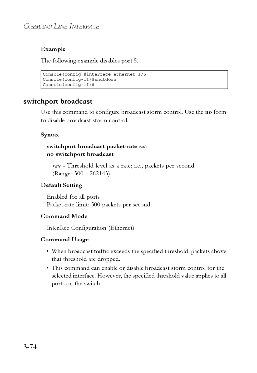 SMC Networks SMC6750L2 manual Switchport broadcast 