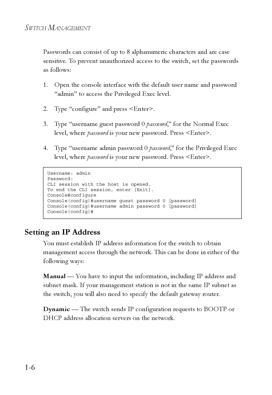 SMC Networks SMC6750L2 manual Setting an IP Address 