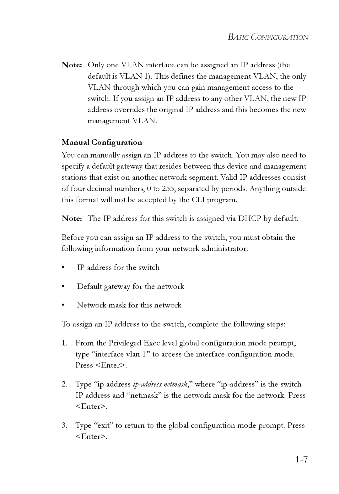 SMC Networks SMC6750L2 manual Manual Configuration 