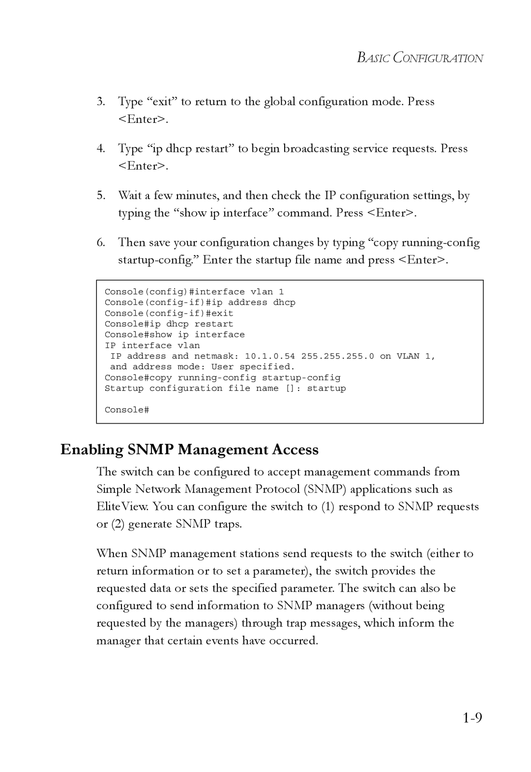 SMC Networks SMC6750L2 manual Enabling Snmp Management Access 