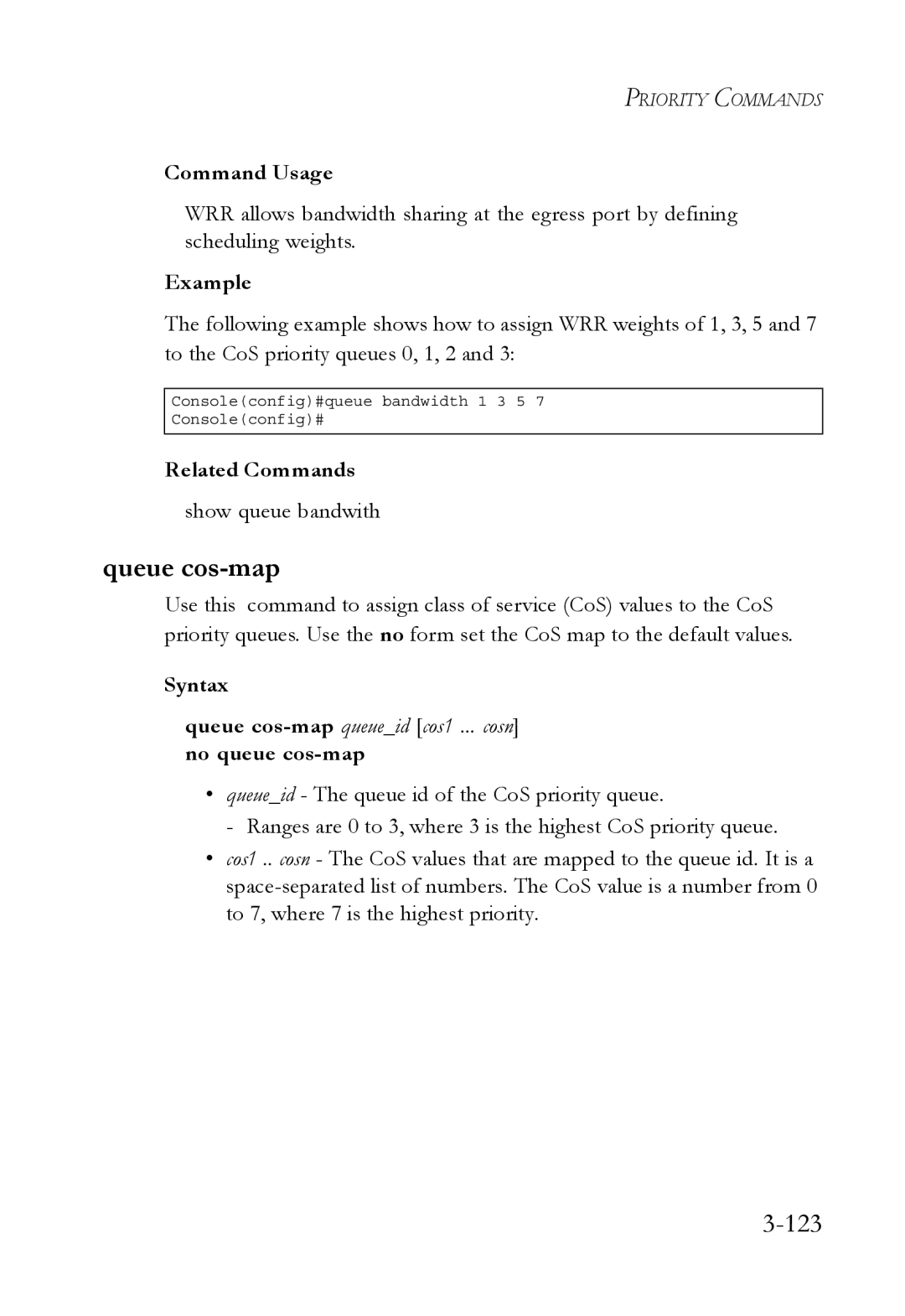 SMC Networks SMC6750L2 manual Queue cos-map, 123 