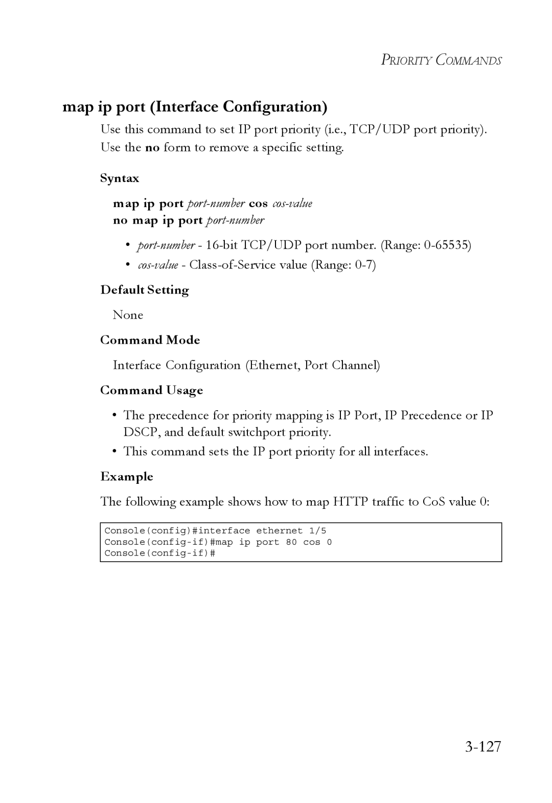 SMC Networks SMC6750L2 manual Map ip port Interface Configuration, 127 