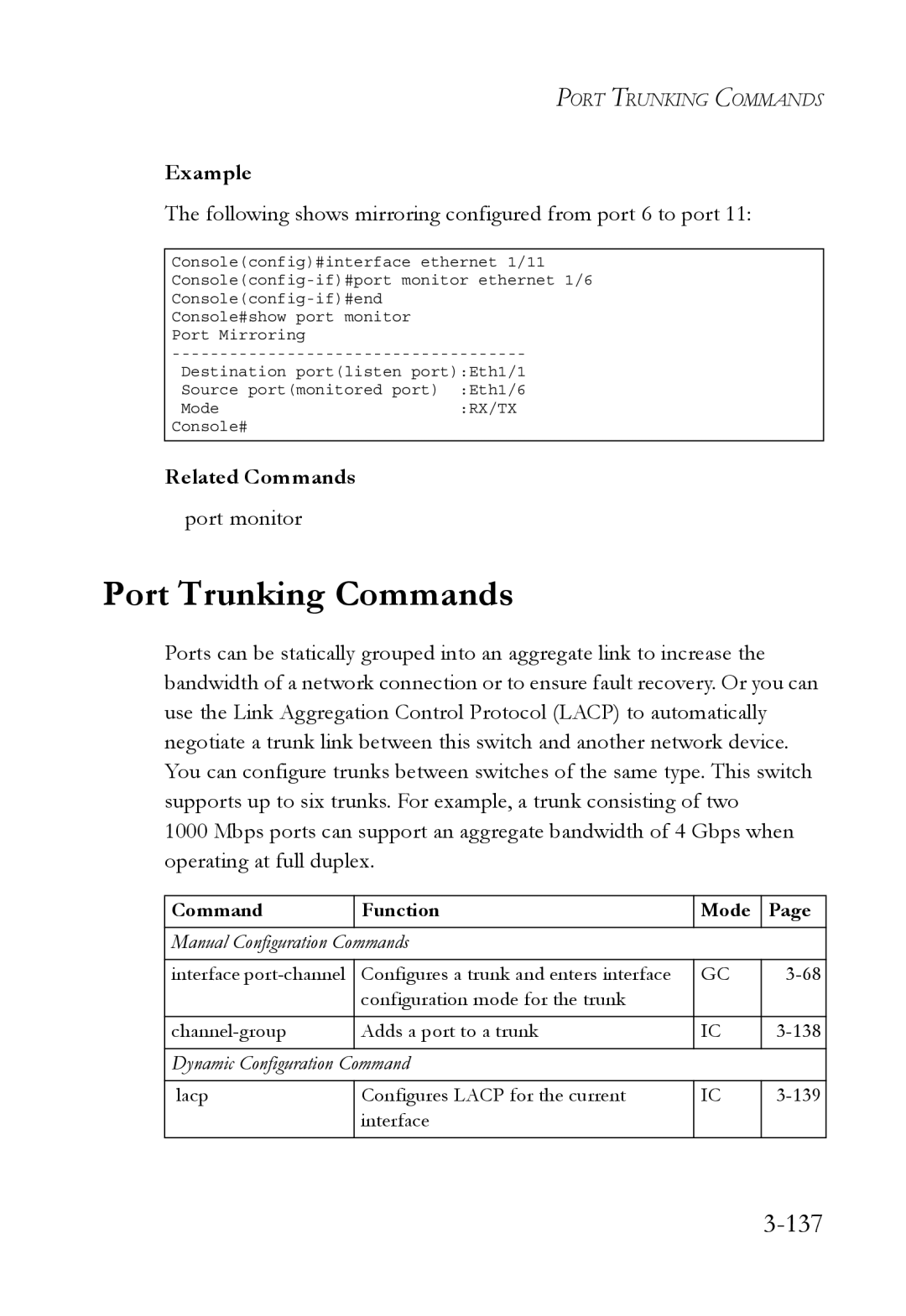 SMC Networks SMC6750L2 manual Port Trunking Commands, 137 