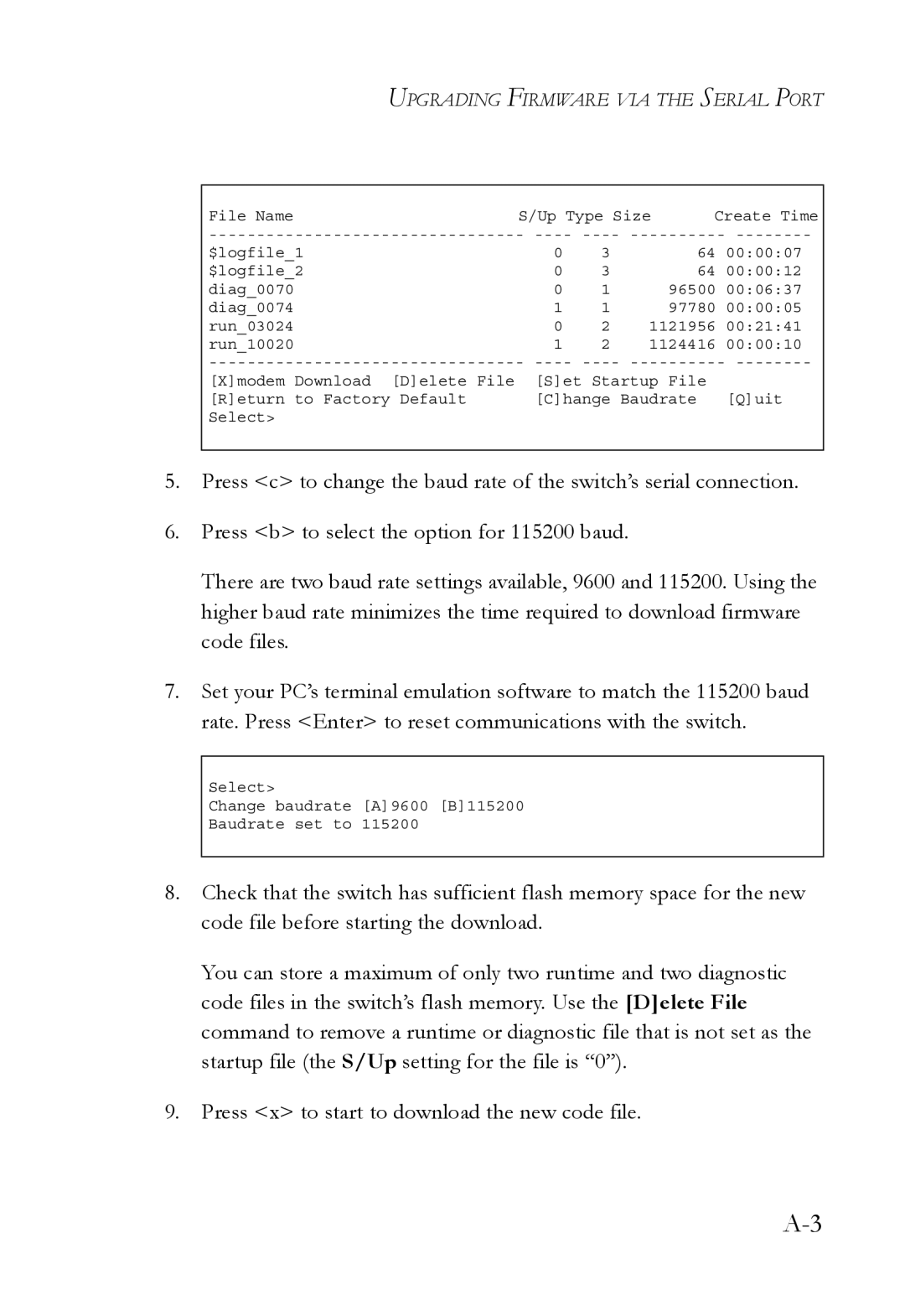 SMC Networks SMC6750L2 manual Upgrading Firmware VIA the Serial Port 