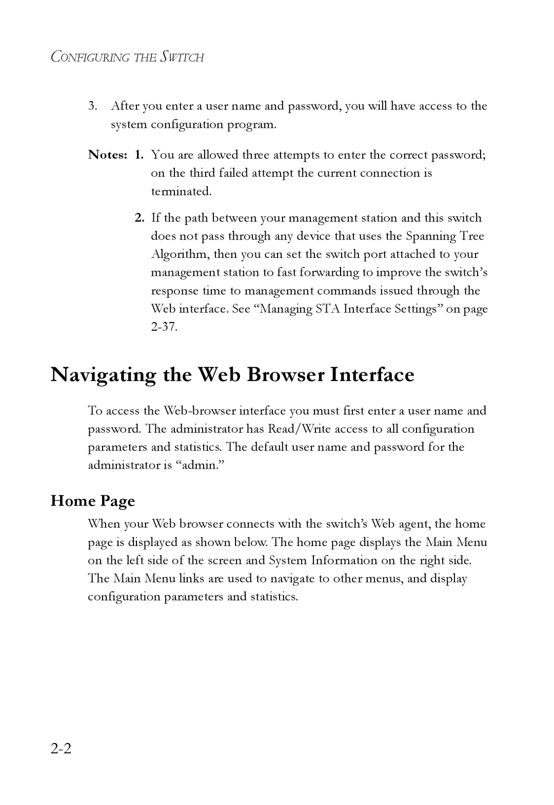 SMC Networks SMC6750L2 manual Navigating the Web Browser Interface, Home 