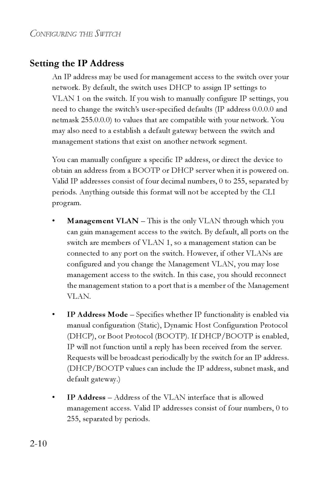 SMC Networks SMC6750L2 manual Setting the IP Address 