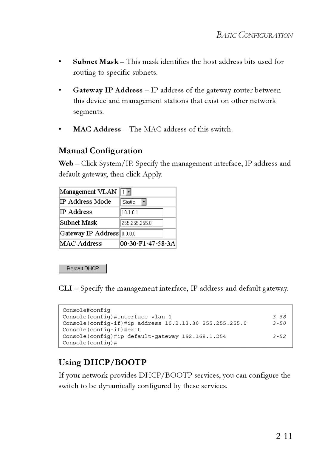 SMC Networks SMC6750L2 manual Manual Configuration 