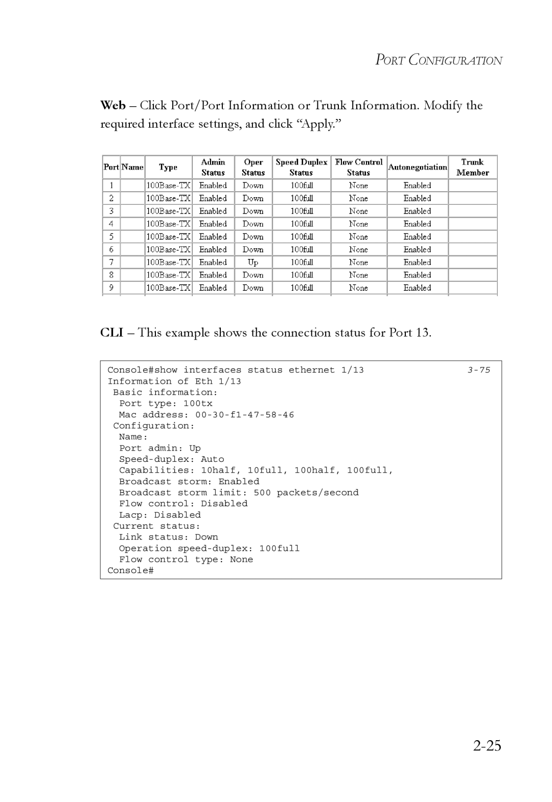 SMC Networks SMC6750L2 manual Port Configuration 