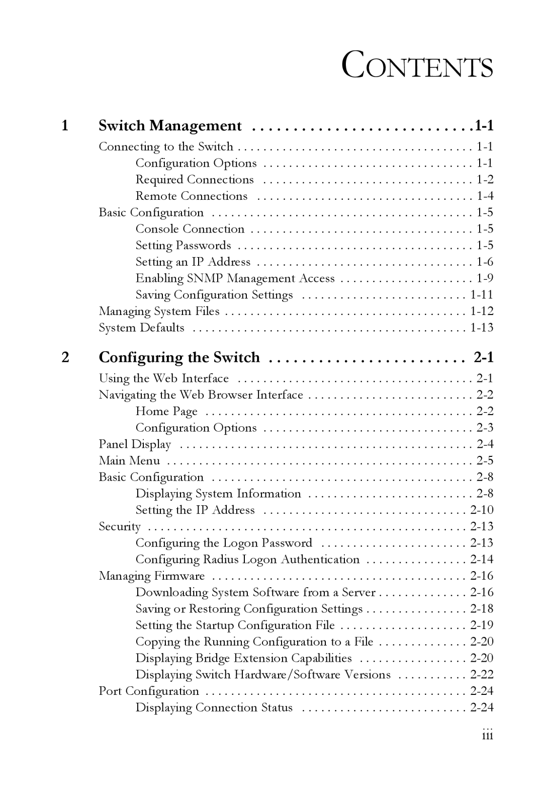 SMC Networks SMC6750L2 manual Contents 