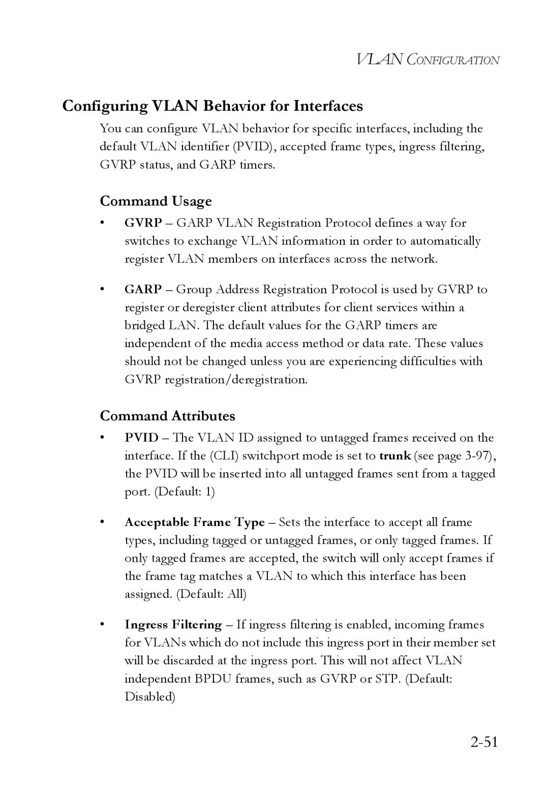 SMC Networks SMC6750L2 manual Configuring Vlan Behavior for Interfaces 