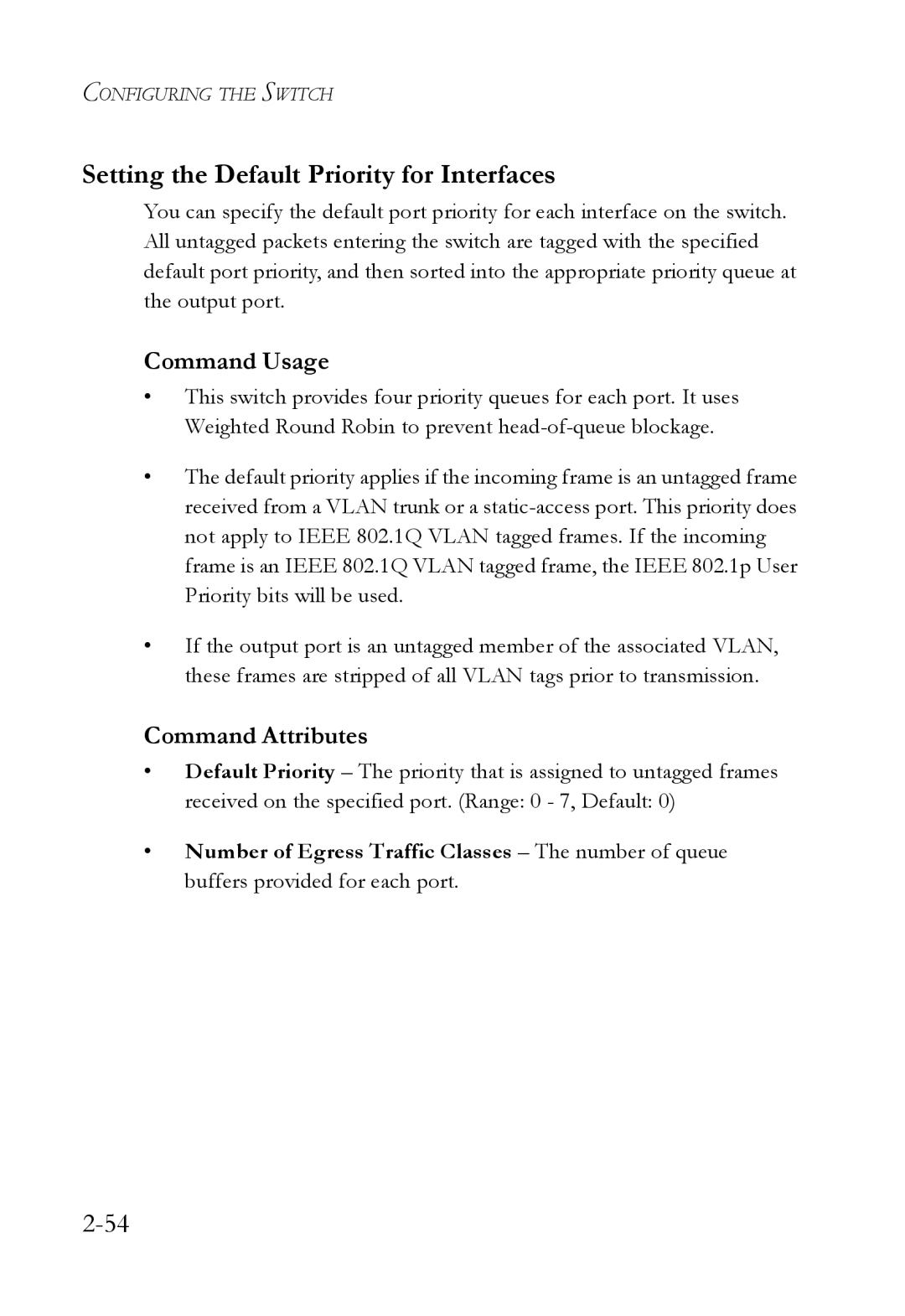 SMC Networks SMC6750L2 manual Setting the Default Priority for Interfaces 