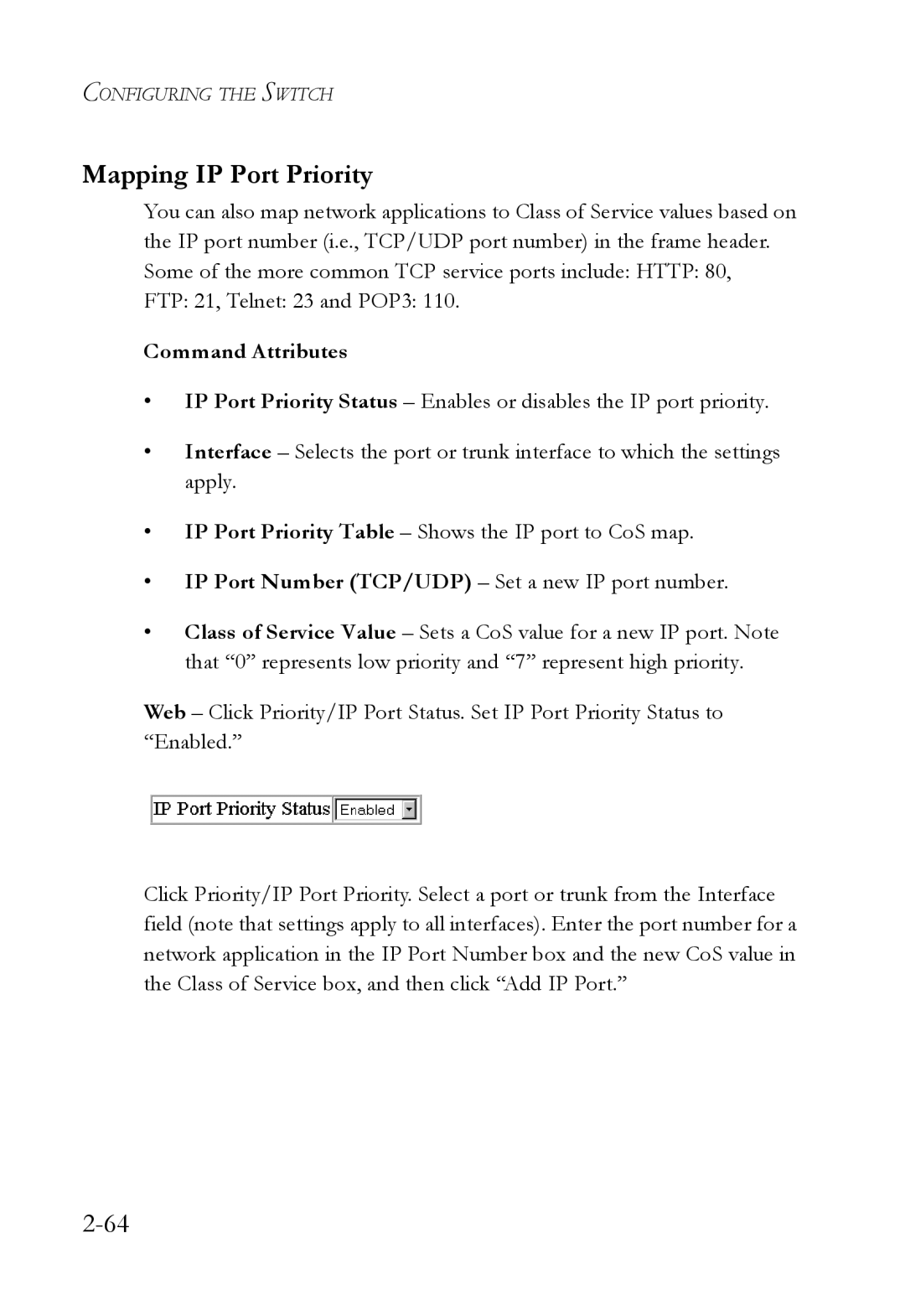 SMC Networks SMC6750L2 manual Mapping IP Port Priority 