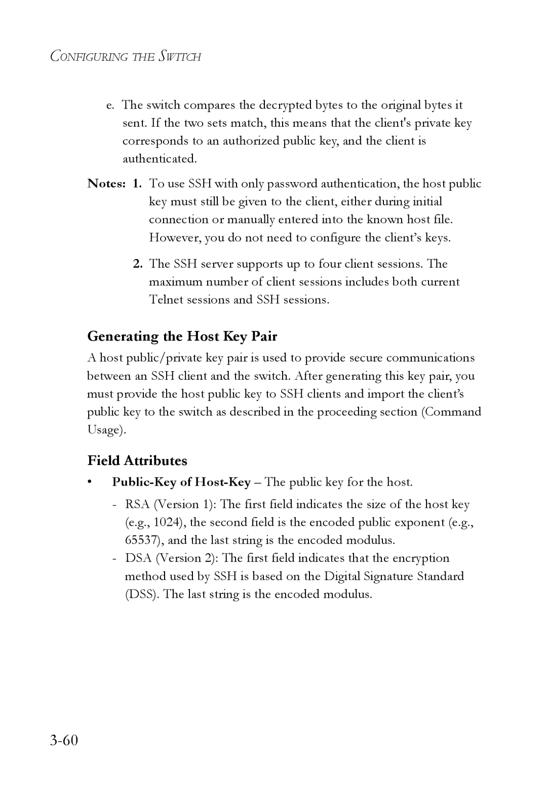 SMC Networks SMC6752AL2 manual Generating the Host Key Pair, Field Attributes 