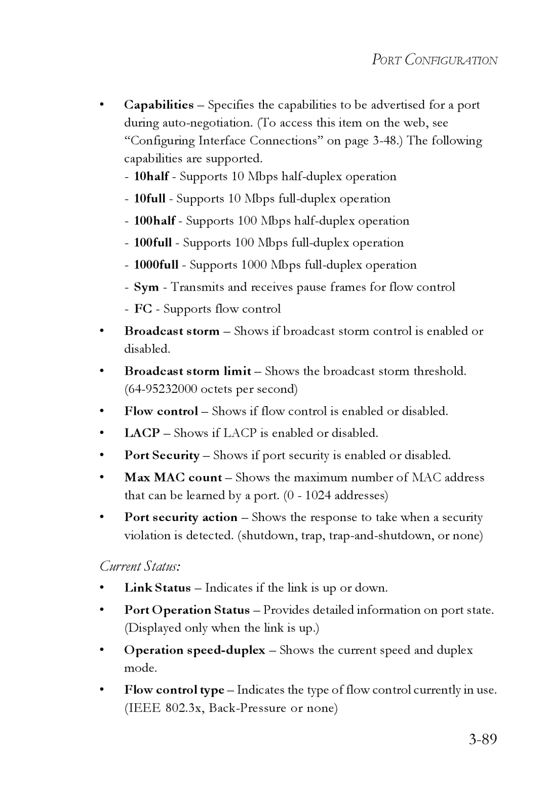 SMC Networks SMC6752AL2 manual Current Status 