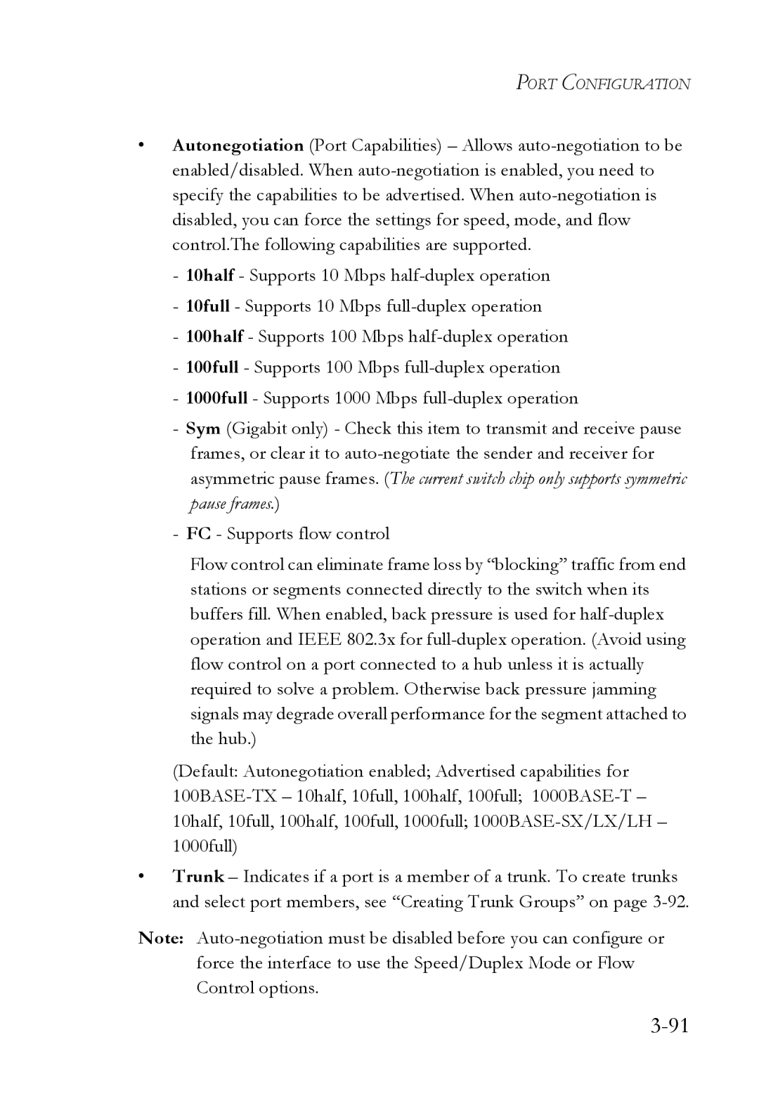 SMC Networks SMC6752AL2 manual Port Configuration 