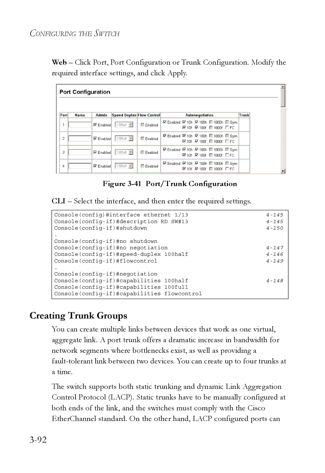 SMC Networks SMC6752AL2 manual Creating Trunk Groups, Port/Trunk Configuration 