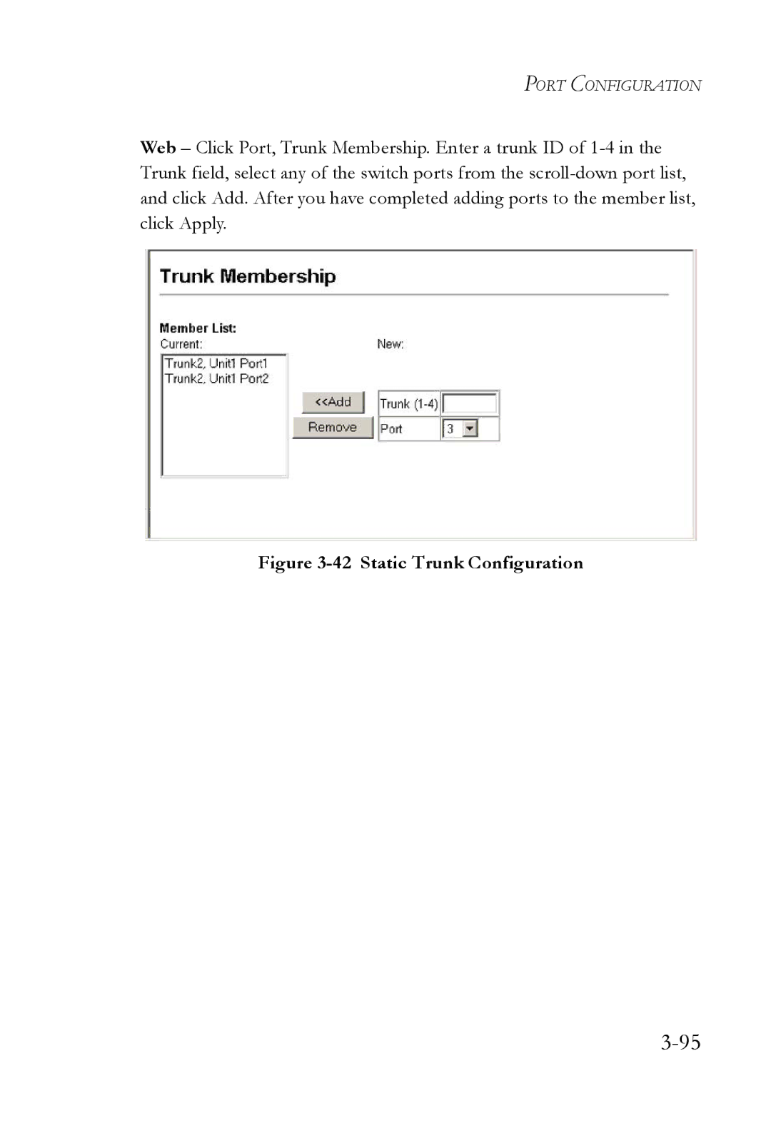 SMC Networks SMC6752AL2 manual Static Trunk Configuration 