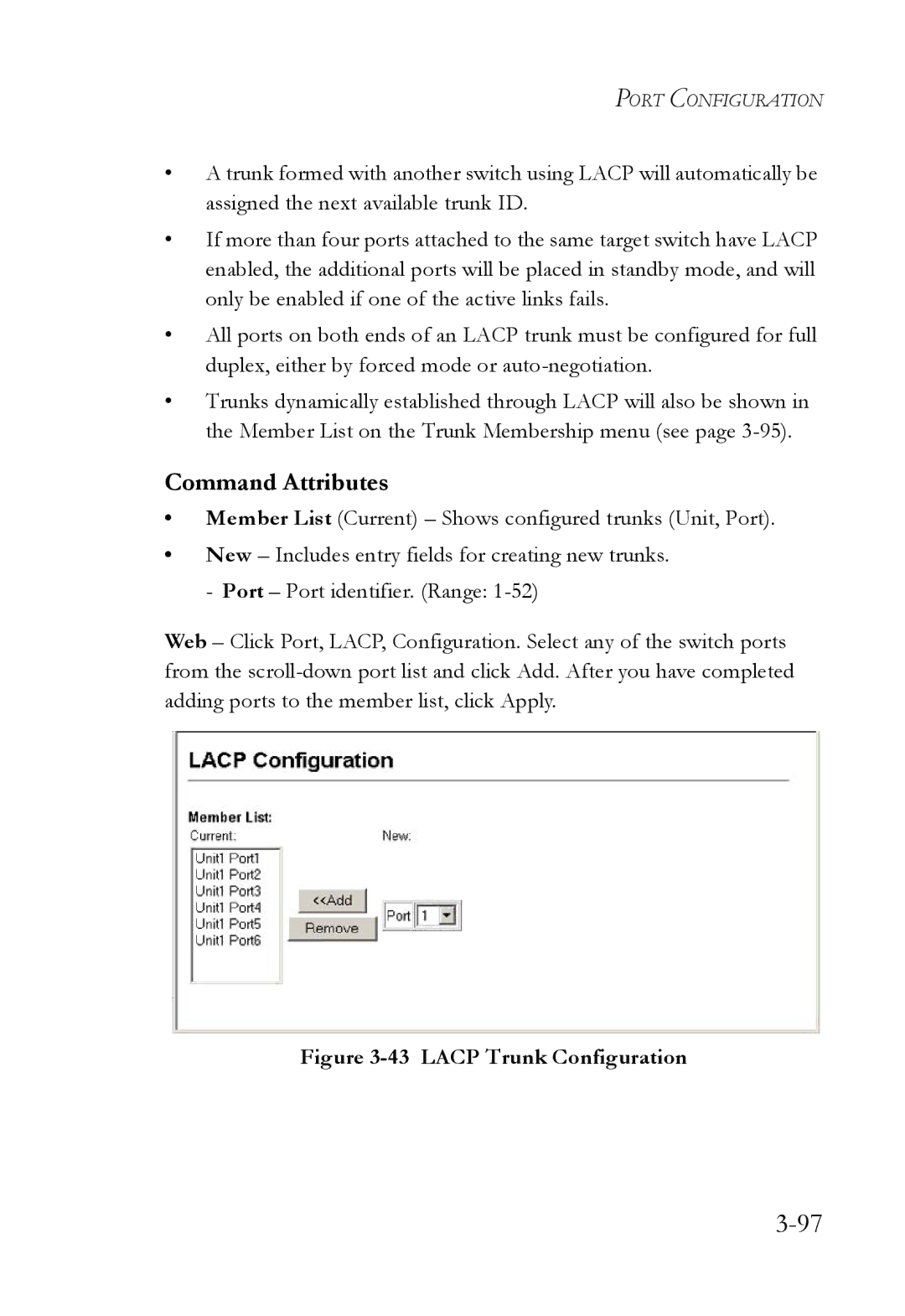 SMC Networks SMC6752AL2 manual Lacp Trunk Configuration 