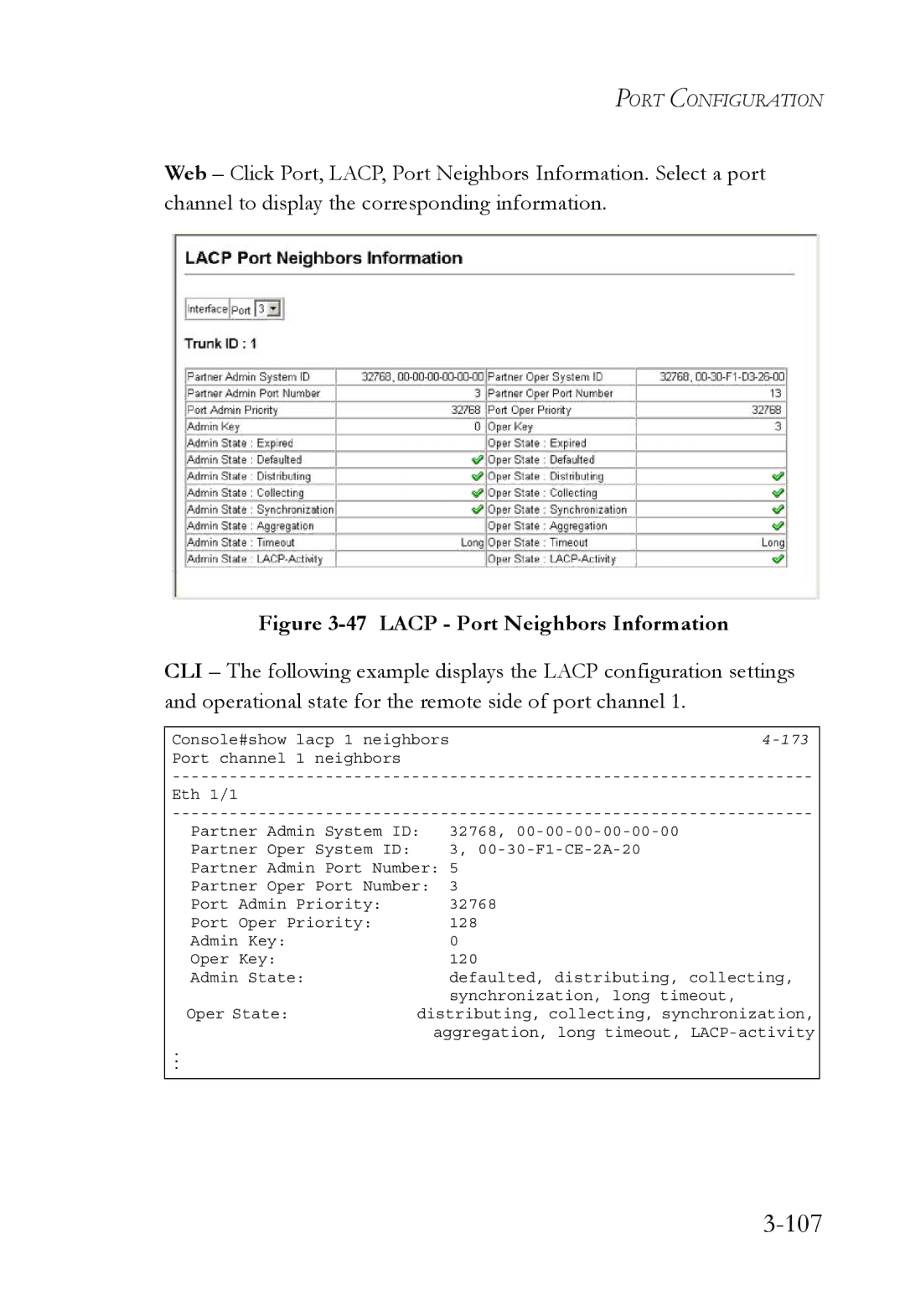 SMC Networks SMC6752AL2 manual 107, Lacp Port Neighbors Information 