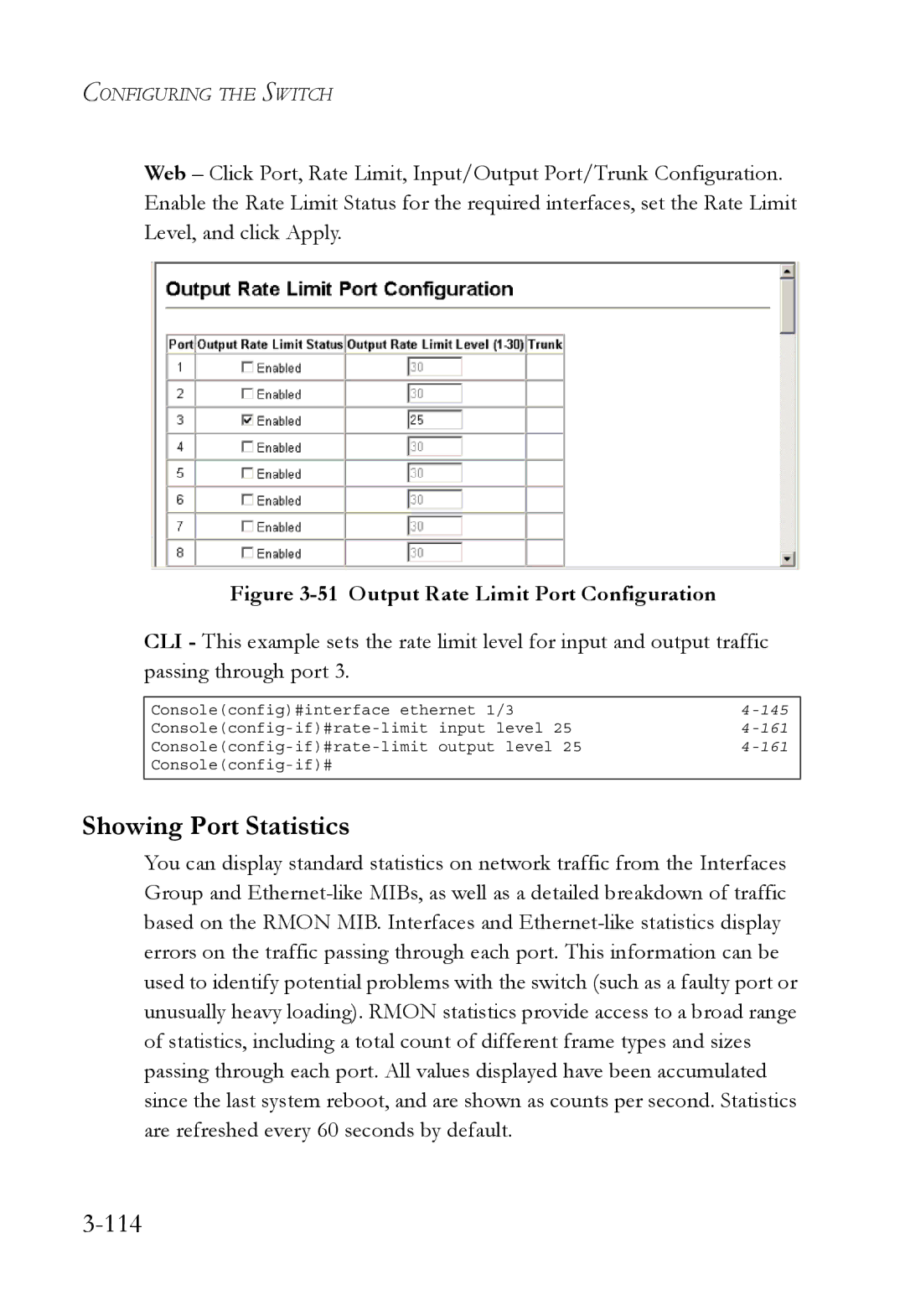 SMC Networks SMC6752AL2 manual Showing Port Statistics, 114 