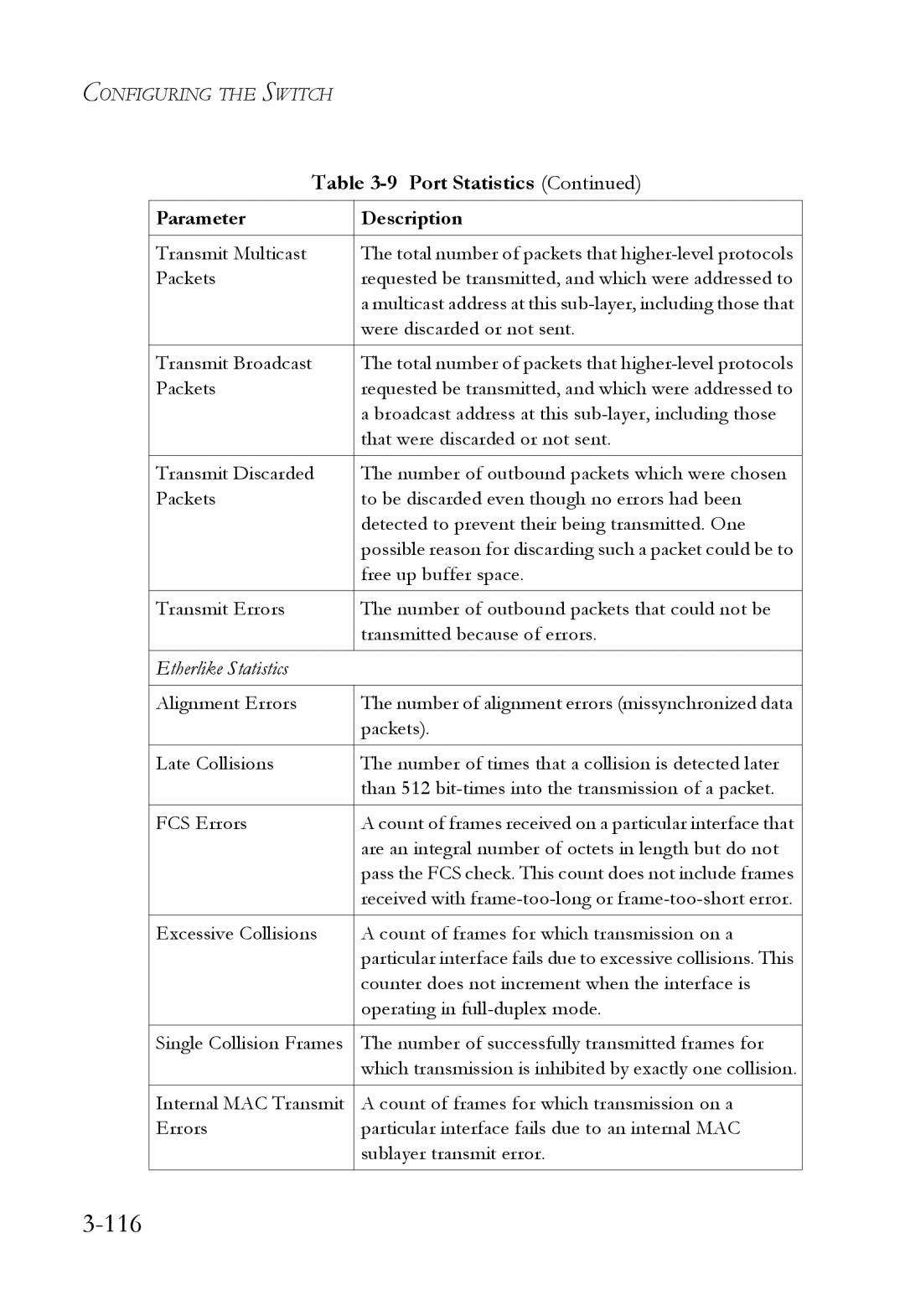 SMC Networks SMC6752AL2 manual 116, Port Statistics 