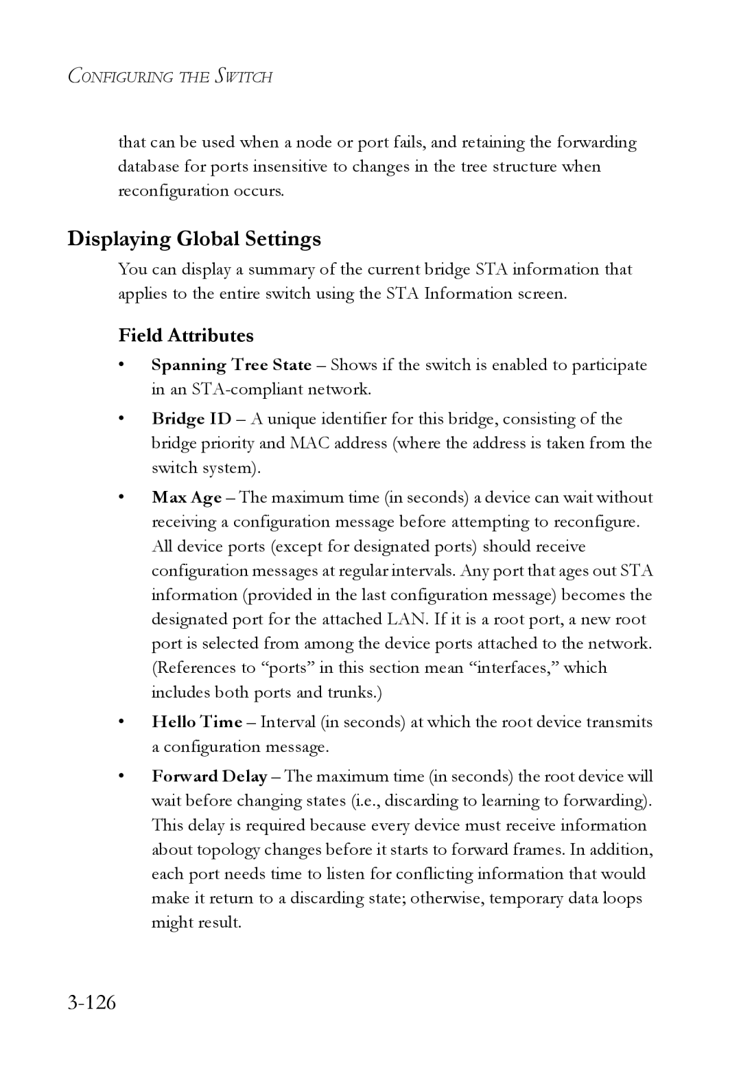 SMC Networks SMC6752AL2 manual Displaying Global Settings, 126 