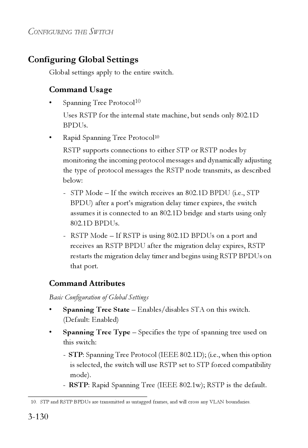 SMC Networks SMC6752AL2 manual Configuring Global Settings, 130, Global settings apply to the entire switch 