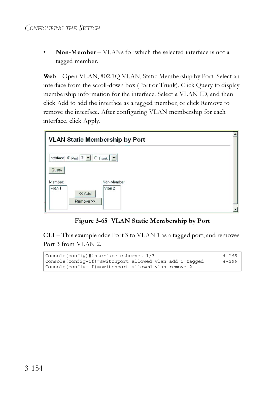 SMC Networks SMC6752AL2 manual 154, Vlan Static Membership by Port 