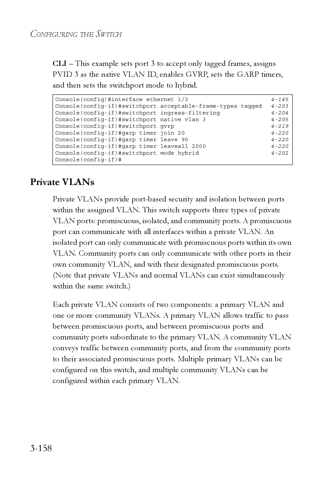 SMC Networks SMC6752AL2 manual Private VLANs, 158 