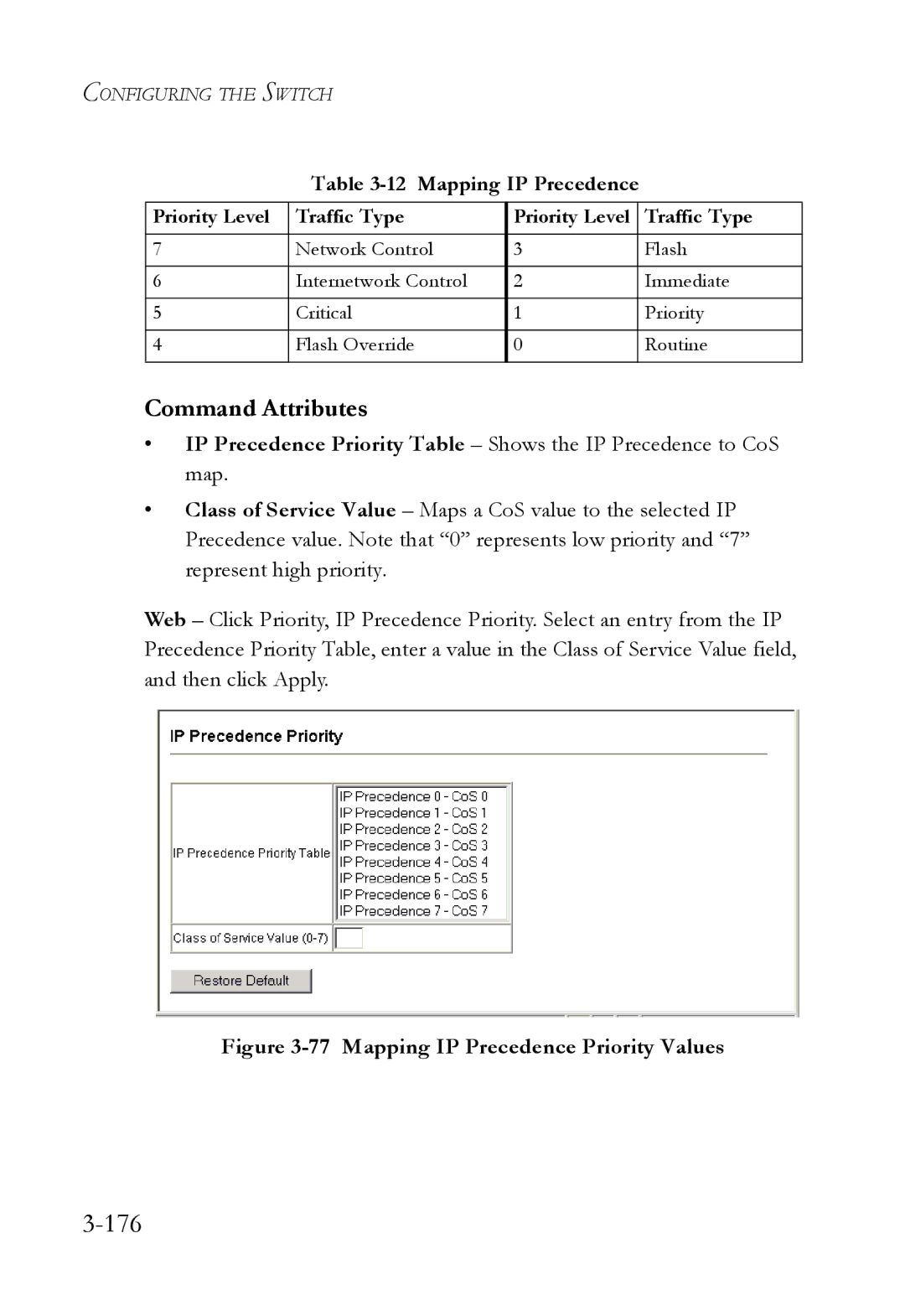 SMC Networks SMC6752AL2 manual 176, Mapping IP Precedence 