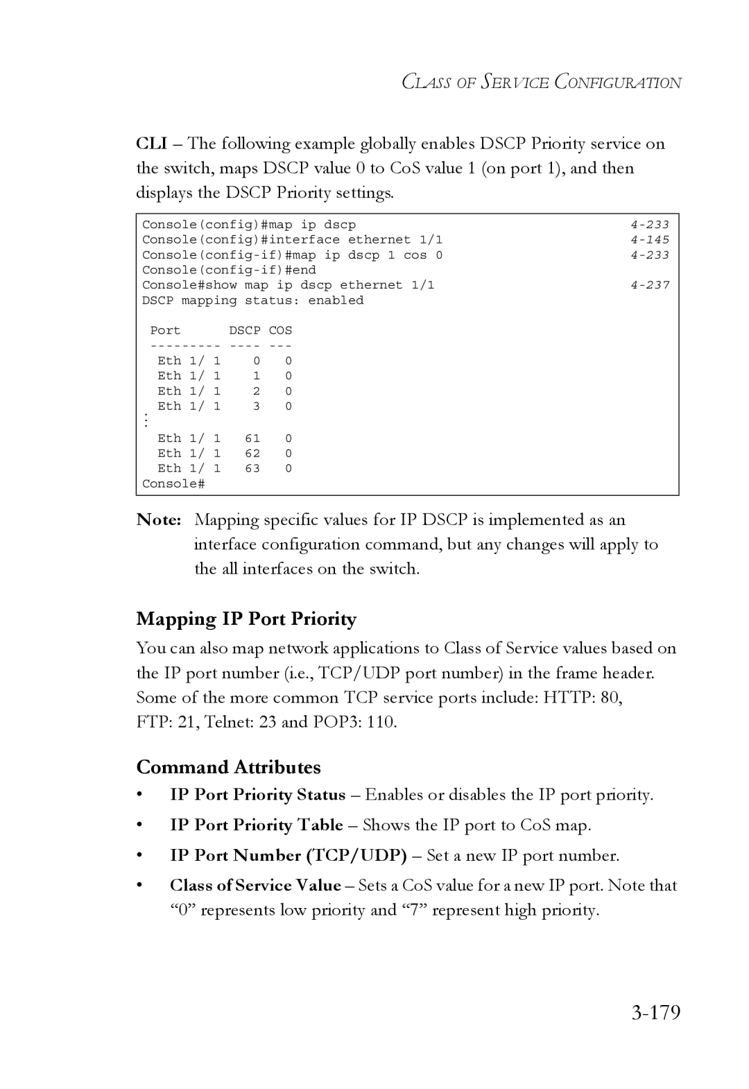 SMC Networks SMC6752AL2 manual 179, Mapping IP Port Priority 