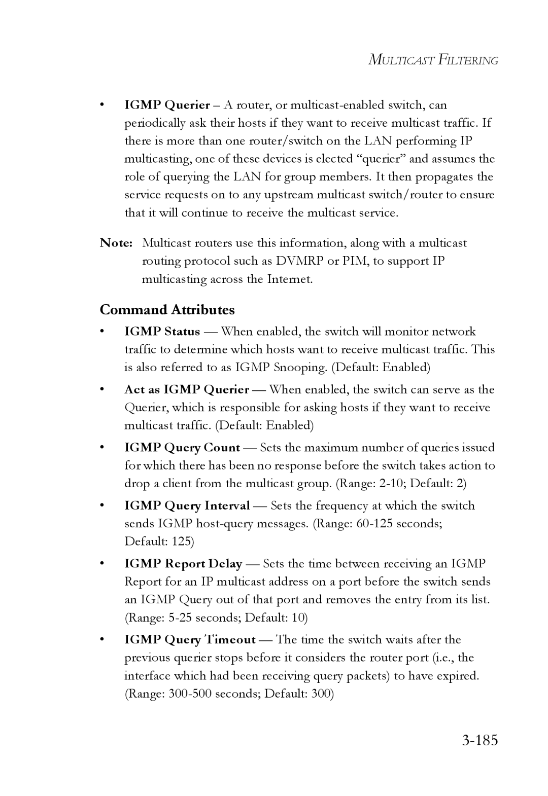 SMC Networks SMC6752AL2 manual 185, Command Attributes 