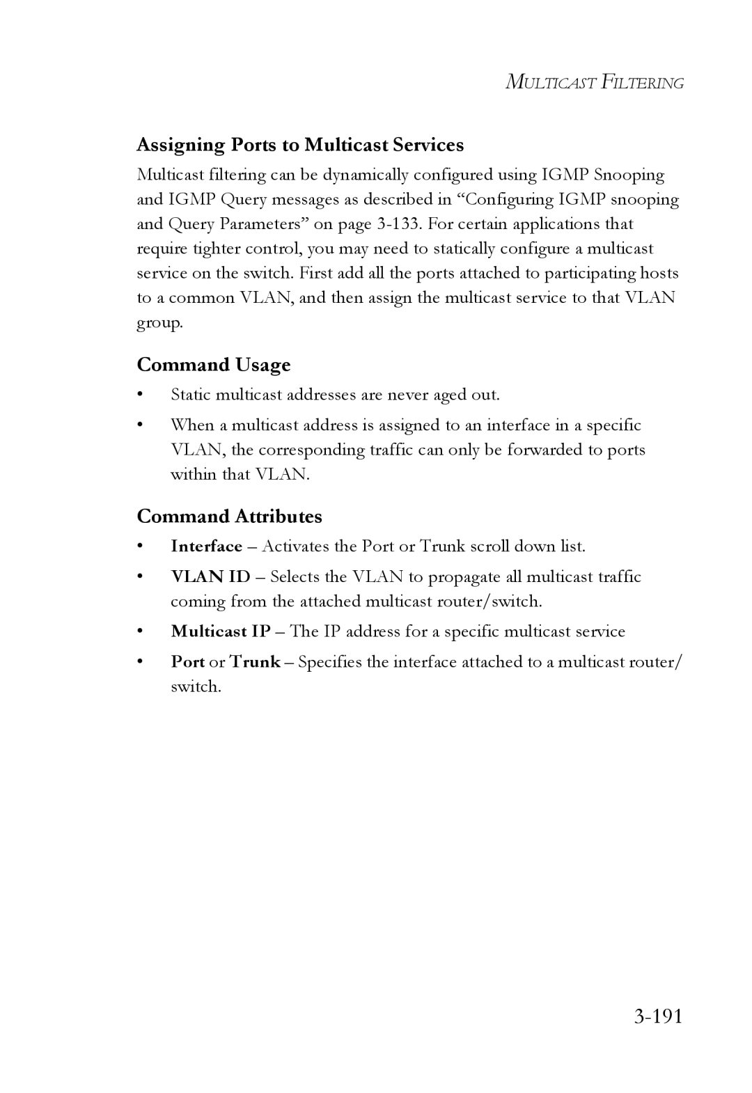 SMC Networks SMC6752AL2 manual 191, Assigning Ports to Multicast Services 