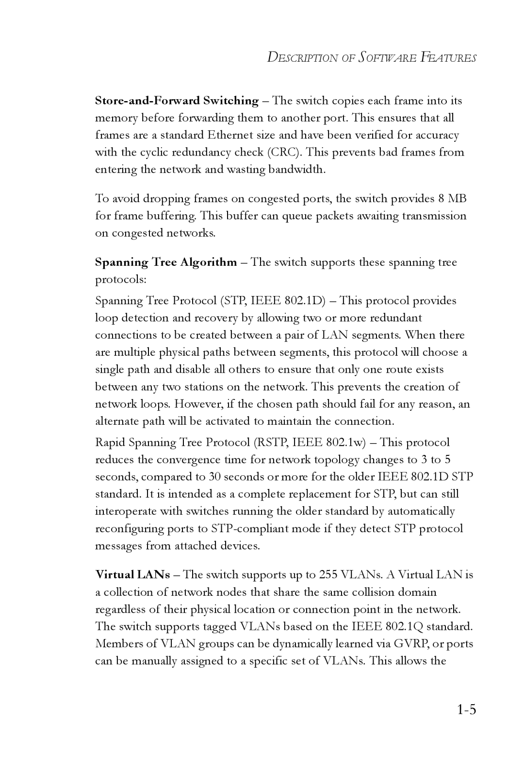 SMC Networks SMC6752AL2 manual Description of Software Features 