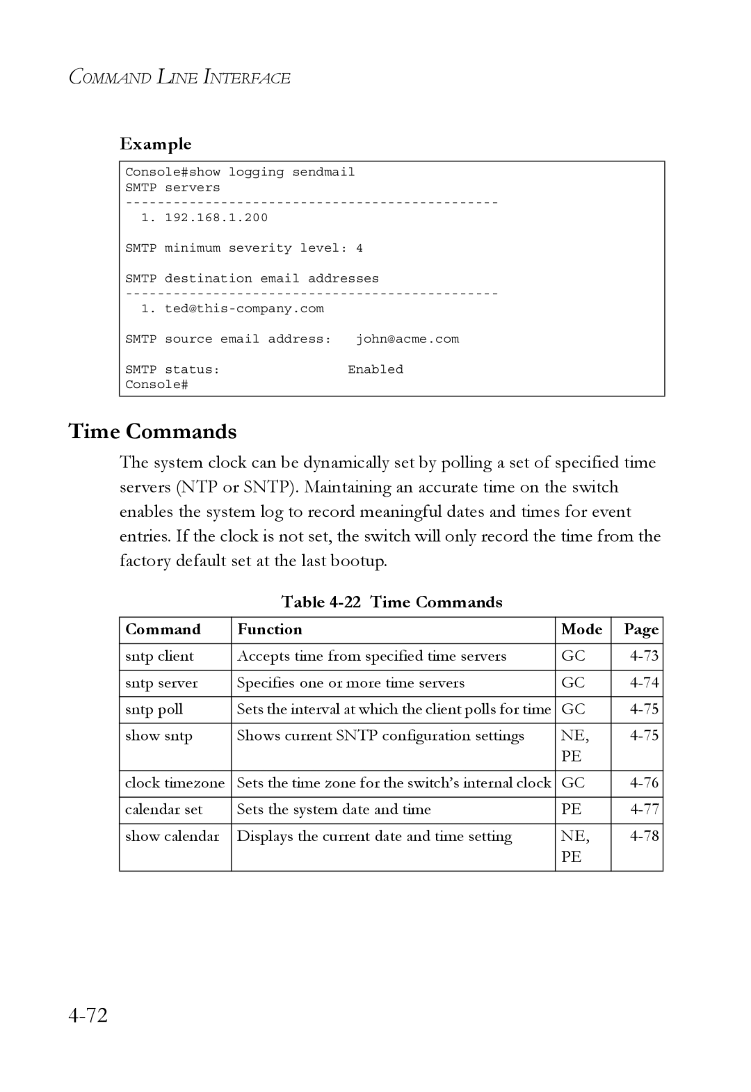 SMC Networks SMC6752AL2 manual Time Commands 