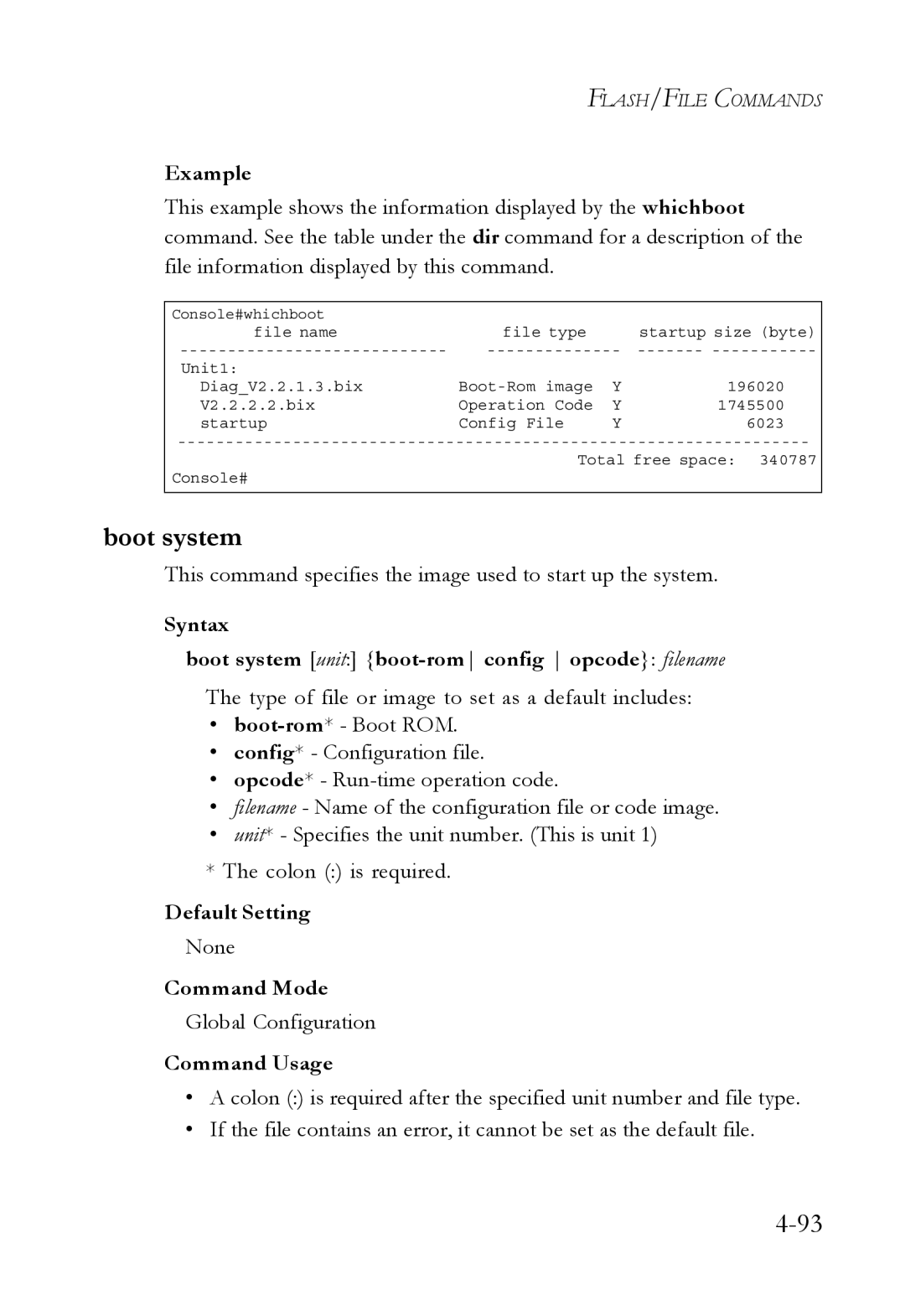 SMC Networks SMC6752AL2 manual Syntax Boot system unit boot-romconfig opcode filename 