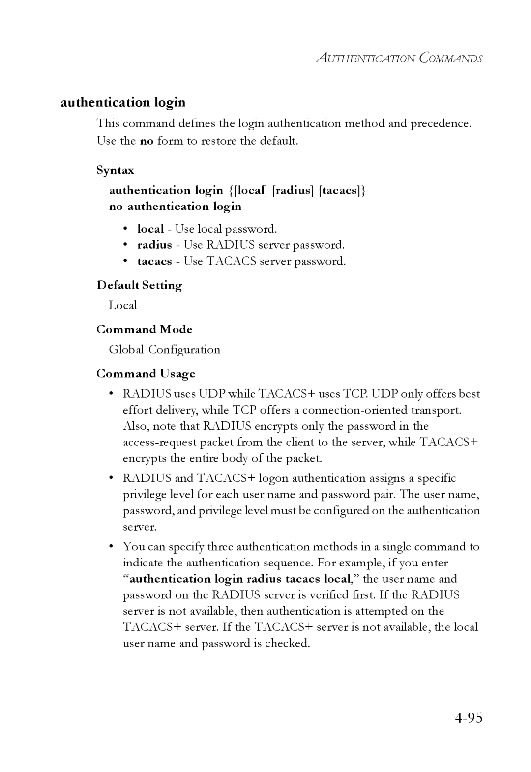 SMC Networks SMC6752AL2 manual Authentication login, Local 