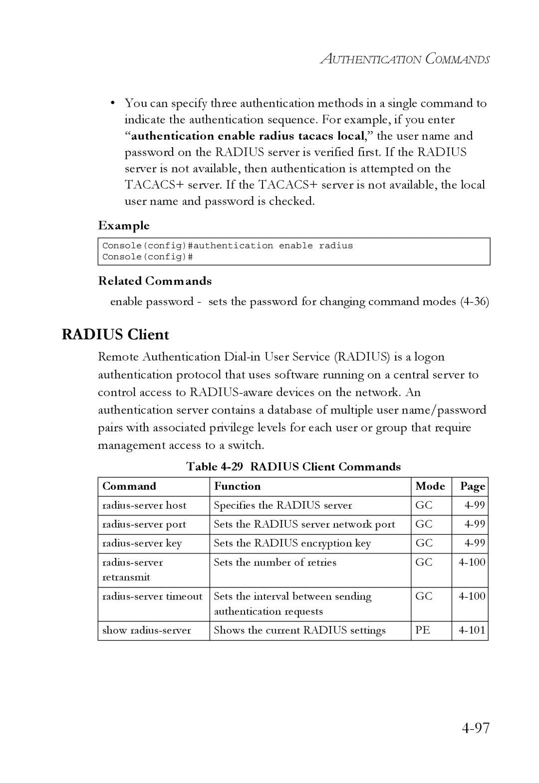 SMC Networks SMC6752AL2 manual Radius Client Commands 