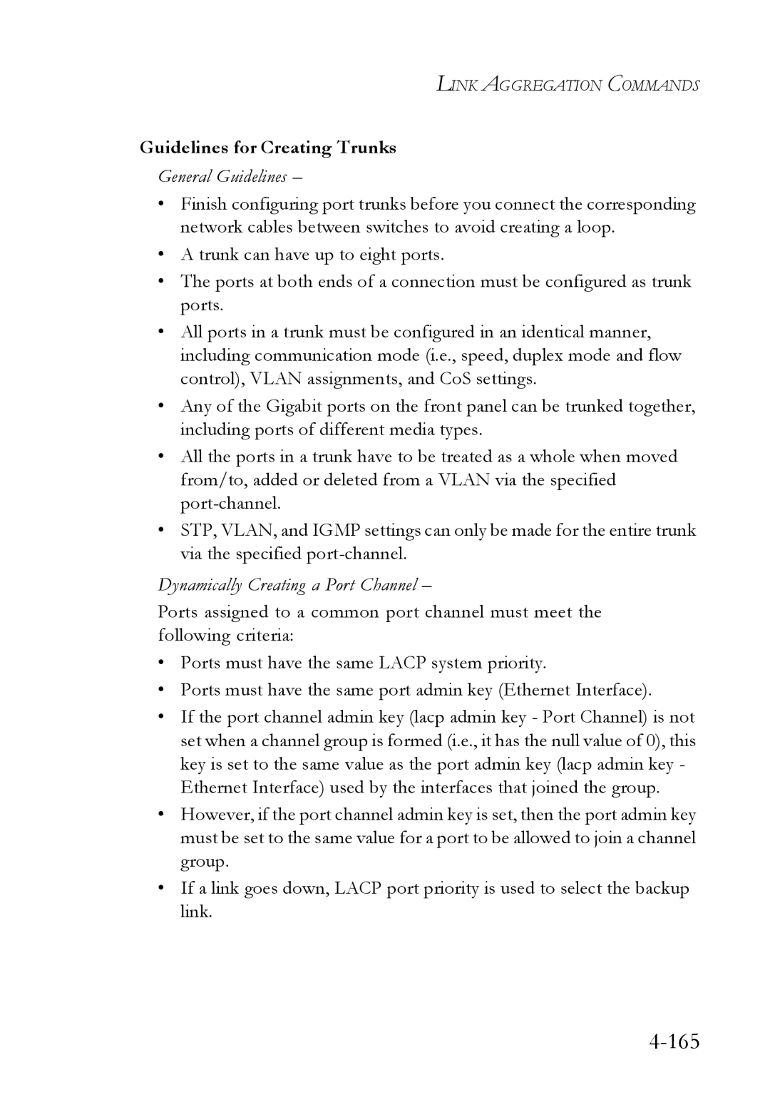 SMC Networks SMC6752AL2 manual Guidelines for Creating Trunks, General Guidelines 