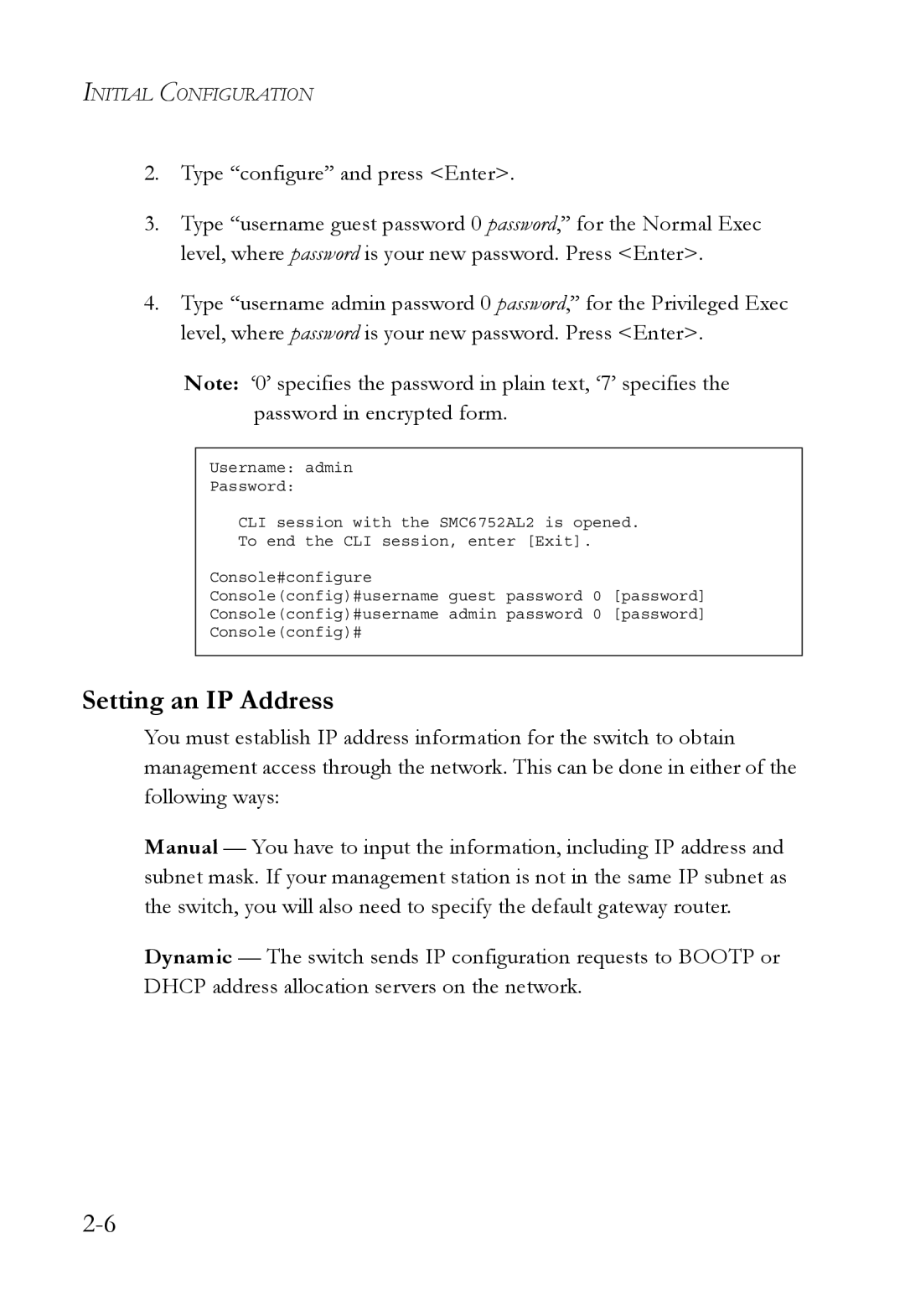 SMC Networks SMC6752AL2 manual Setting an IP Address 