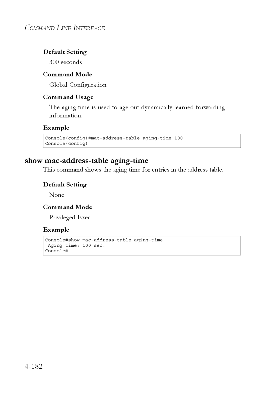 SMC Networks SMC6752AL2 manual Show mac-address-table aging-time, Seconds 