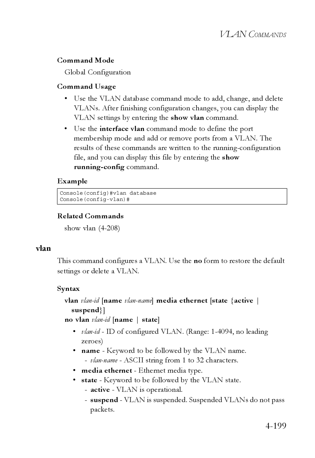 SMC Networks SMC6752AL2 manual 199, Vlan 