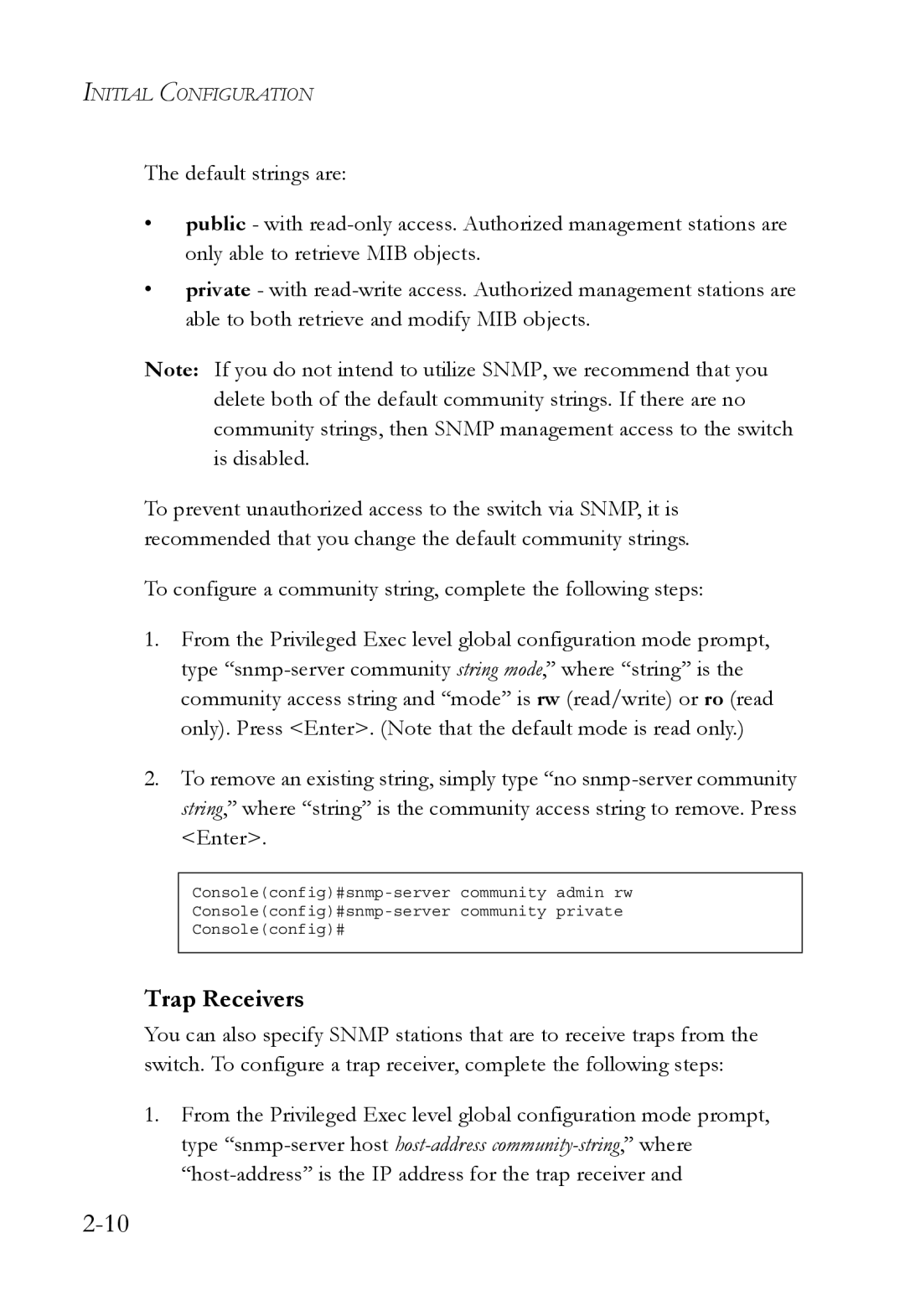 SMC Networks SMC6752AL2 manual Trap Receivers 