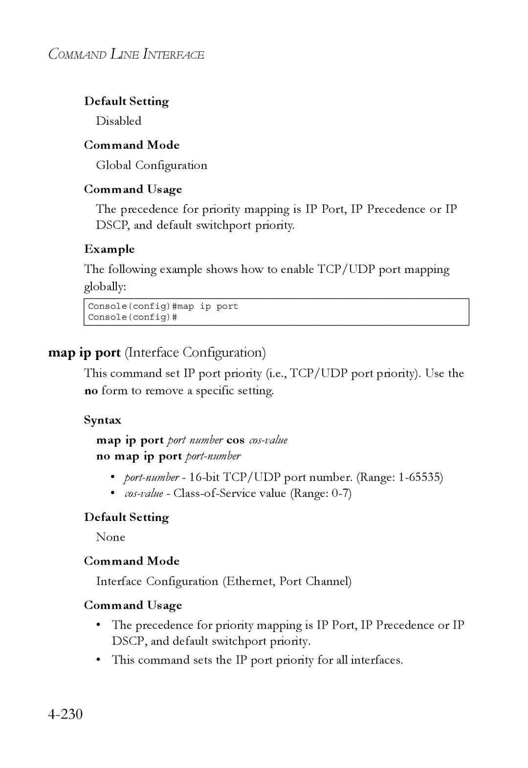 SMC Networks SMC6752AL2 manual 230, Map ip port Interface Configuration 