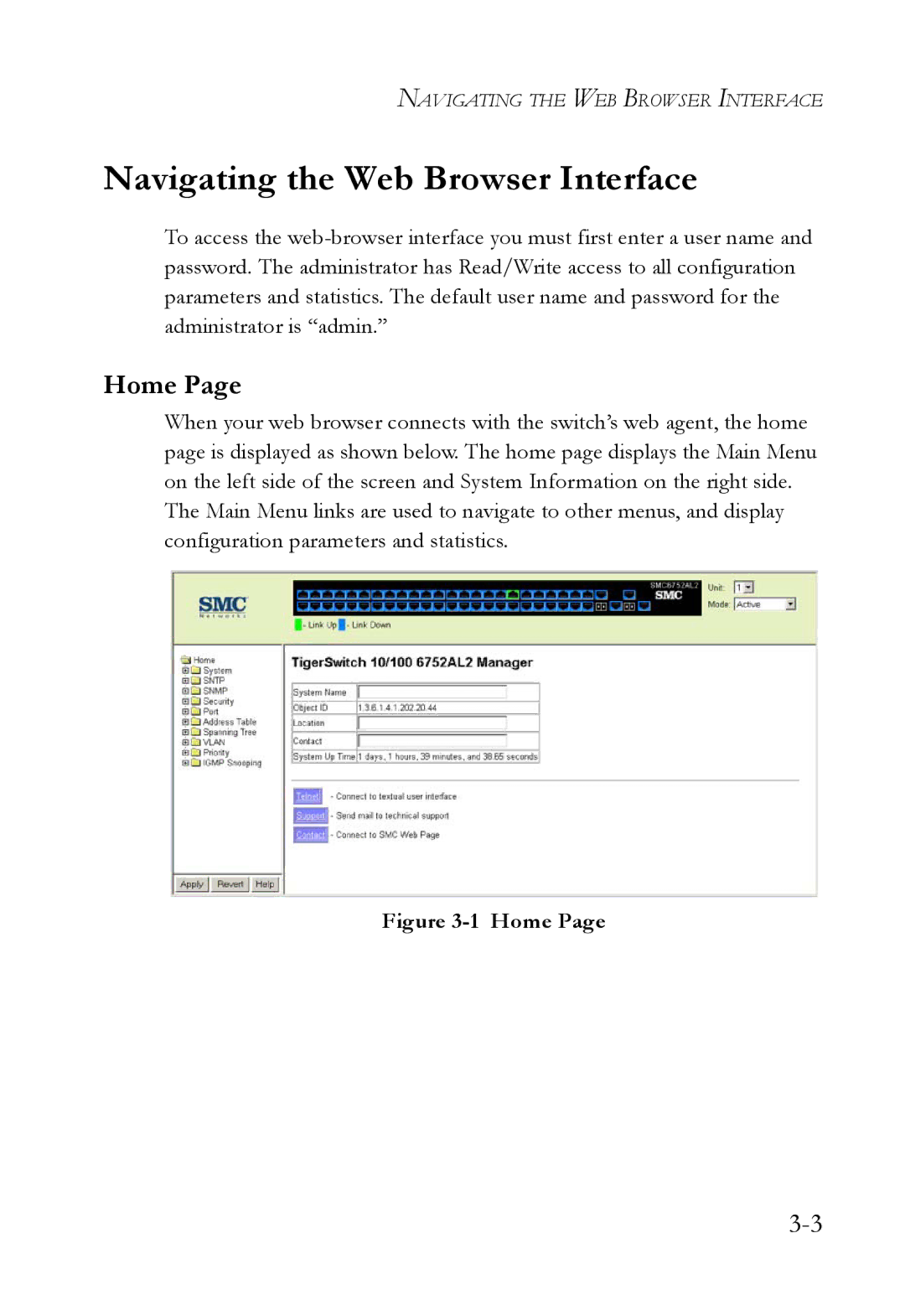 SMC Networks SMC6752AL2 manual Navigating the Web Browser Interface, Home 