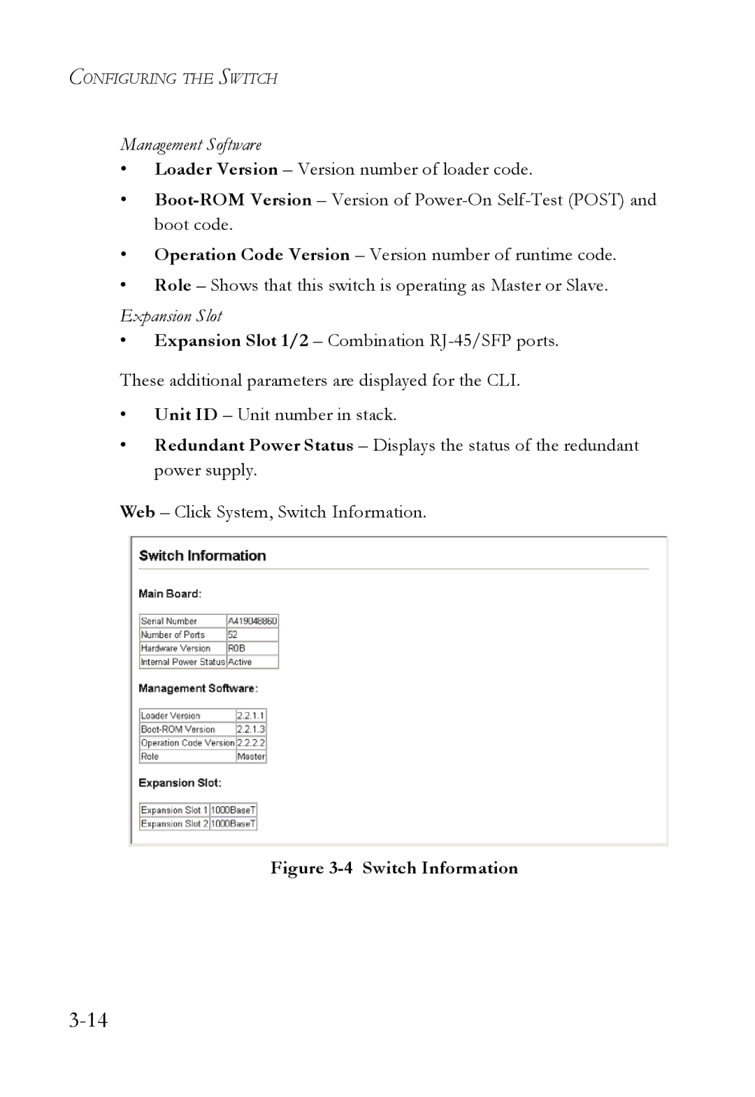 SMC Networks SMC6752AL2 manual Switch Information 