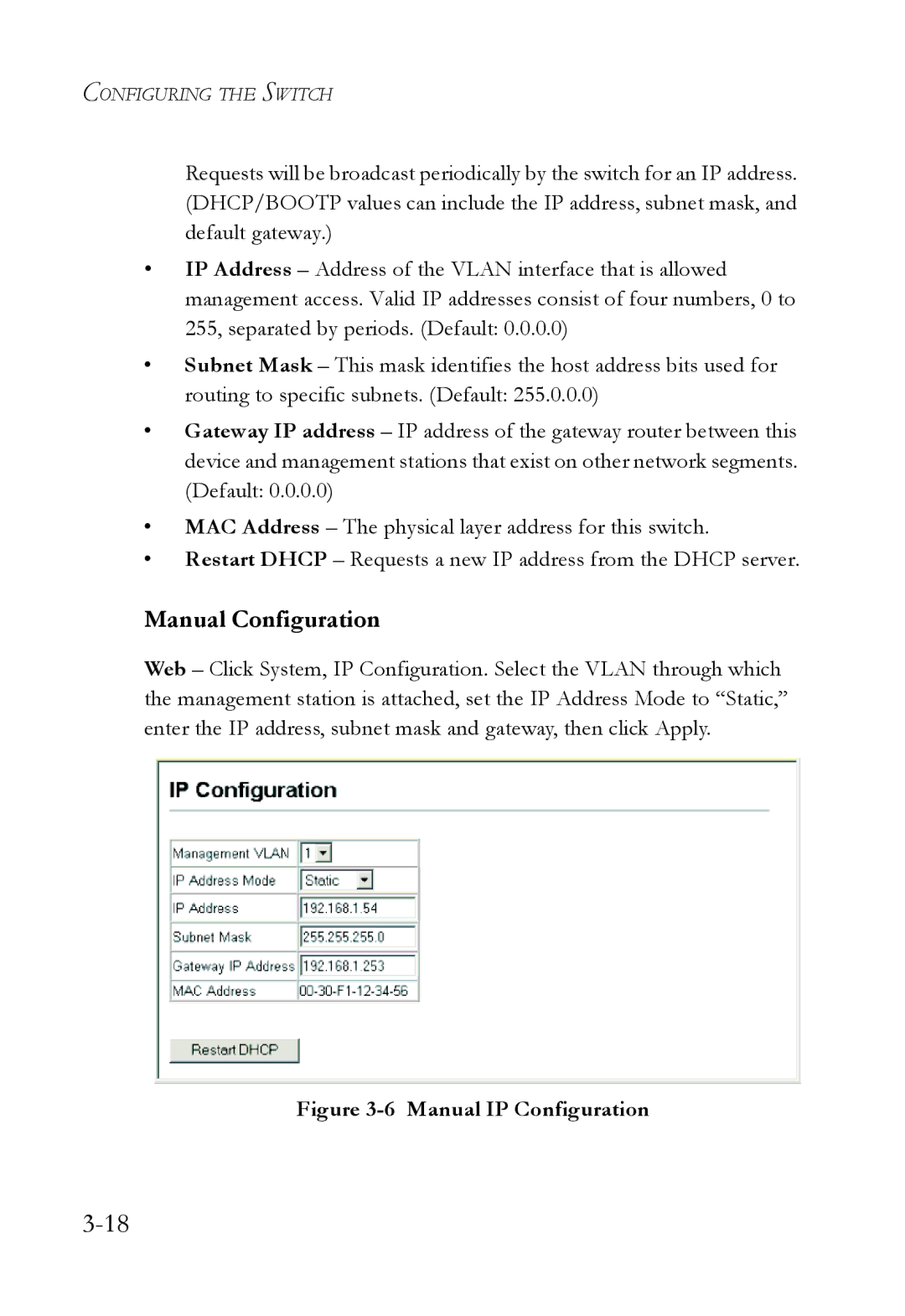 SMC Networks SMC6752AL2 manual Manual IP Configuration 