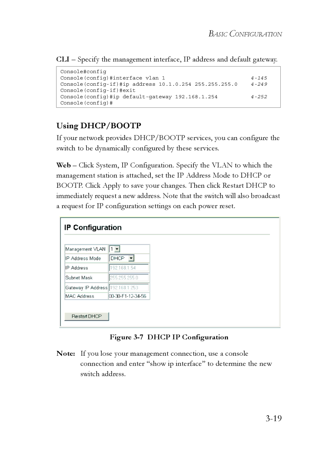 SMC Networks SMC6752AL2 manual Using DHCP/BOOTP, Dhcp IP Configuration 